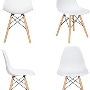 31cqVsO66vL._AC_UY879.jpg Modern Dining Chairs Set of 4 Plastic DSW Shell Lounge Chair Mid Century Side Chairs with Solid Wood Legs for Living Room, Kitchen, Dinning Room, Bedroom, White