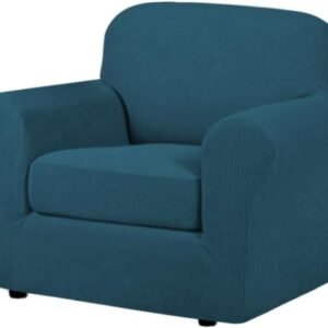 H.VERSAILTEX 3 Piece Stretch Sofa Covers for 2 Cushion Sofa Couch Covers for Living Room Furniture Cover (Base Cover Plus 2 Seat Cushion Covers) Thicker Jacquard Fabric(Large Sofa, Grey)