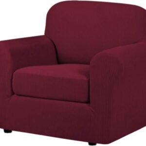 H.VERSAILTEX 3 Piece Stretch Sofa Covers for 2 Cushion Sofa Couch Covers for Living Room Furniture Cover (Base Cover Plus 2 Seat Cushion Covers) Thicker Jacquard Fabric(Large Sofa, Grey)