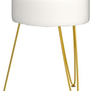 Velvet Vanity Stool Chair for Makeup Room, Beige Round Storage Ottoman, Stool for Vanity with Gold Legs, 19” Vanity Chair, Ottoman Makeup Vanity Stool Chair for Vanity, Living Room,Bedroom