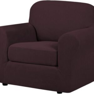 H.VERSAILTEX 3 Piece Stretch Sofa Covers for 2 Cushion Sofa Couch Covers for Living Room Furniture Cover (Base Cover Plus 2 Seat Cushion Covers) Thicker Jacquard Fabric(Large Sofa, Grey)