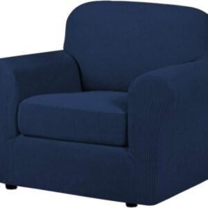 H.VERSAILTEX 3 Piece Stretch Sofa Covers for 2 Cushion Sofa Couch Covers for Living Room Furniture Cover (Base Cover Plus 2 Seat Cushion Covers) Thicker Jacquard Fabric(Large Sofa, Grey)