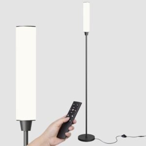 41Rl1SlHiwL._AC_SL1000.jpg Floor Lamp with Remote Control,Bright Floor Lamps for Living Room/Bedroom/Office, Stepless Adjustable 3000K-6000K Colors and 10-100% Brightness,Standing Light with Foot Switch (Black)