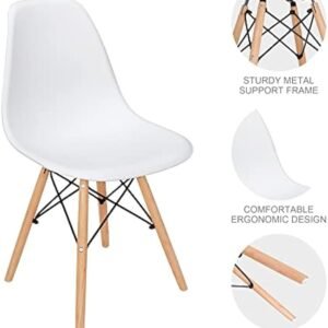 41RnA2KRA0L._AC_UY879.jpg Modern Dining Chairs Set of 4 Plastic DSW Shell Lounge Chair Mid Century Side Chairs with Solid Wood Legs for Living Room, Kitchen, Dinning Room, Bedroom, White
