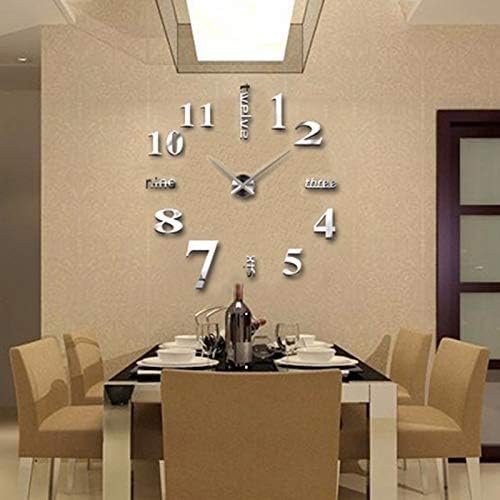 Large 3D DIY Wall Clock Frameless Mirror Surface Big Wall Clock Home Decoration for Living Room Bedroom Home Office Kids Room Hotel Coffee Hall Bar Wall Decoration