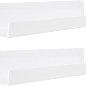 41TJEAFIqzL._AC_SL1500.jpg 4 Pack Acrylic Shelves for Wall Storage, 15" Floating Bookshelves for Kids, Display Shelf Organizer for Bathroom, Bedroom, Living Room, Kitchen, Room Decor, Clear