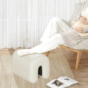 2PCS Lamb Wool Ottoman, Small U-Shaped Foot Stools, Beige Single Sofa Resting Foot Rest Stool, Vanity Chair Bench for Bedroom End, Makeup Desk,Entryway, Living Room（18.11"*14.17"*15.55"）