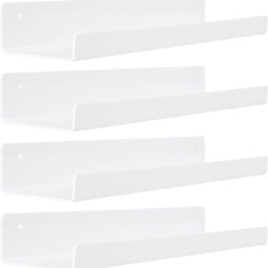 41jYf1PLiJL._AC_SL1500.jpg 4 Pack Acrylic Shelves for Wall Storage, 15" Floating Bookshelves for Kids, Display Shelf Organizer for Bathroom, Bedroom, Living Room, Kitchen, Room Decor, Clear