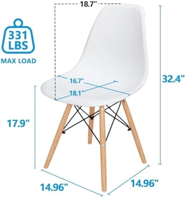 41pDC1zYQCL._AC_UY879.jpg Modern Dining Chairs Set of 4 Plastic DSW Shell Lounge Chair Mid Century Side Chairs with Solid Wood Legs for Living Room, Kitchen, Dinning Room, Bedroom, White