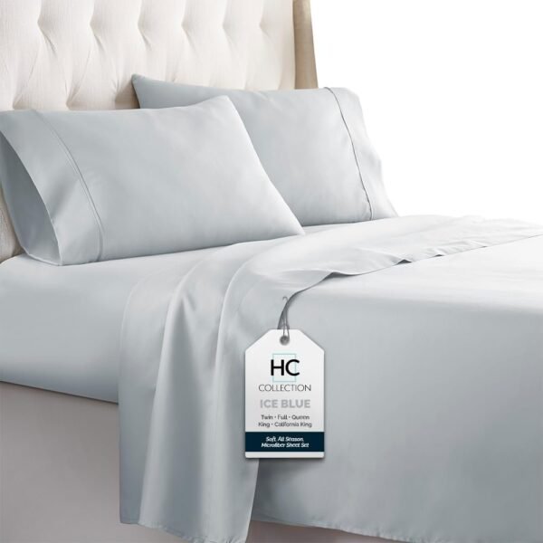 510ehXFvNIL._AC_SL1000.jpg King Size Sheets Set, 4 pc Bed Sheets & Pillowcases Set - Machine Washable for Easy Care - Soft & Breathable All Season Microfiber Sheets with Deep Pockets - White
