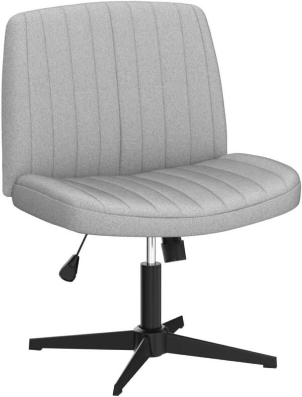Cross Legged Armless Wide Adjustable Swivel Padded Fabric Home Office Desk Chair No Wheels