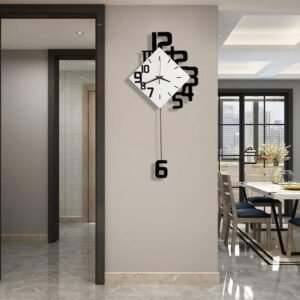 511KNAlxJBL._AC.jpg Decorative Wall Clock for Living Room Decor, Large Modern Wall Clocks with Pendulum Battery Operated for Bedroom Office Kitchen Home, 19.7 Inch Big Silent Wall Clock Non Ticking