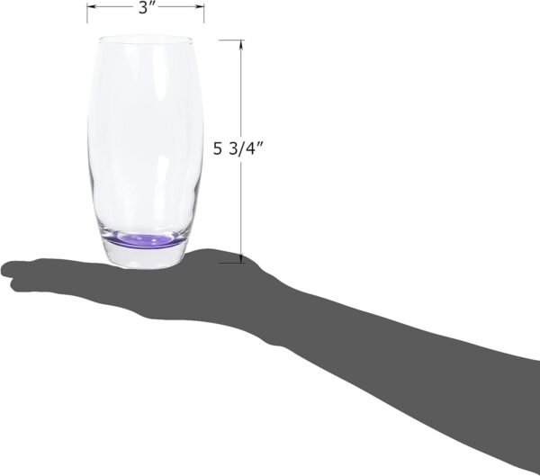 Large 16 oz Multicolored Drinking Glass Set of 6 for Water, Beverage, Cocktail, Mixed Drinks