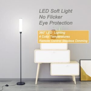 515vaJ2ePCL._AC_SL1000.jpg Floor Lamp with Remote Control,Bright Floor Lamps for Living Room/Bedroom/Office, Stepless Adjustable 3000K-6000K Colors and 10-100% Brightness,Standing Light with Foot Switch (Black)