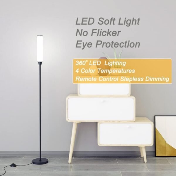 515vaJ2ePCL._AC_SL1000.jpg Floor Lamp with Remote Control,Bright Floor Lamps for Living Room/Bedroom/Office, Stepless Adjustable 3000K-6000K Colors and 10-100% Brightness,Standing Light with Foot Switch (Black)