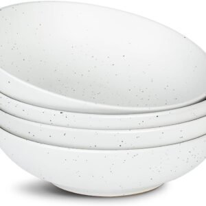 Pasta Bowls Set of 4, Large Salad Bowls, 8.75 Inch Ceramic Bowls for Serving Dinner, Microwave and Dishwasher Safe, Multi-color