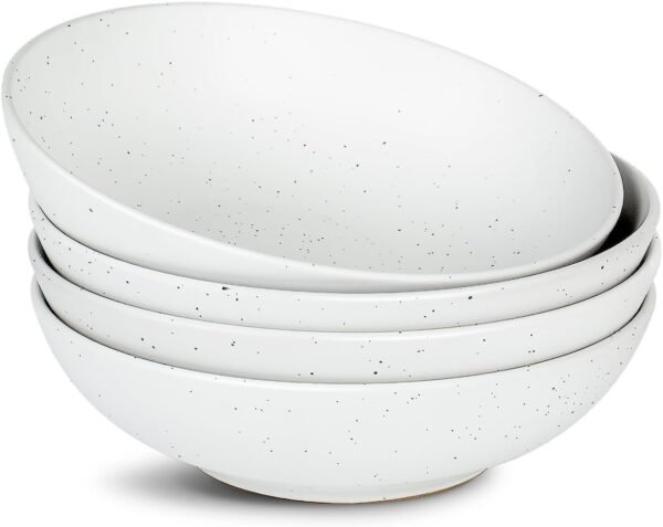 Pasta Bowls Set of 4, Large Salad Bowls, 8.75 Inch Ceramic Bowls for Serving Dinner, Microwave and Dishwasher Safe, Multi-color