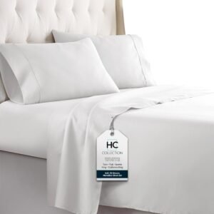 519jQ5Zf-jL._AC_SL1000.jpg King Size Sheets Set, 4 pc Bed Sheets & Pillowcases Set - Machine Washable for Easy Care - Soft & Breathable All Season Microfiber Sheets with Deep Pockets - White