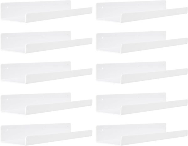 51CArIQ2H1L._AC_SL1500.jpg 4 Pack Acrylic Shelves for Wall Storage, 15" Floating Bookshelves for Kids, Display Shelf Organizer for Bathroom, Bedroom, Living Room, Kitchen, Room Decor, Clear
