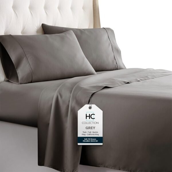 51G-8ucRoyL._AC_SL1000.jpg King Size Sheets Set, 4 pc Bed Sheets & Pillowcases Set - Machine Washable for Easy Care - Soft & Breathable All Season Microfiber Sheets with Deep Pockets - White