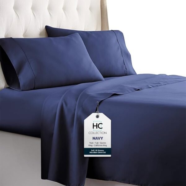 51LZpL9c1vL._AC_SL1000.jpg King Size Sheets Set, 4 pc Bed Sheets & Pillowcases Set - Machine Washable for Easy Care - Soft & Breathable All Season Microfiber Sheets with Deep Pockets - White