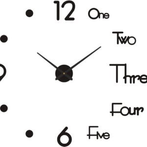 DIY Wall Clock Modern Large 3D Wall Clock Mirror Stickers Home Office Decor,Silver