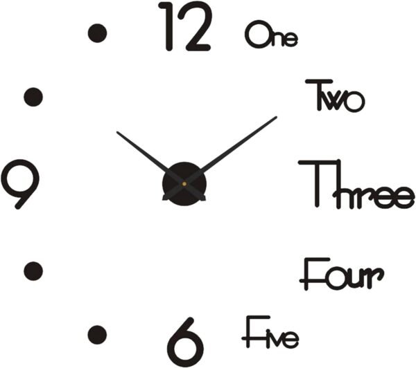 DIY Wall Clock Modern Large 3D Wall Clock Mirror Stickers Home Office Decor,Silver