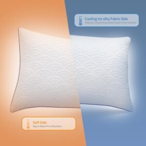Memory Foam Pillows Queen Size Set of 2 Adjustable Cool Pillow for Side Back Stomach Sleepers Luxury Gel Pillow with Washable Cover