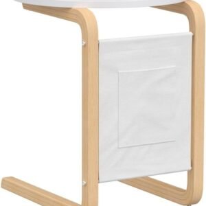 Sofa Side Table, Side/Snack/End/Couch/Console Table with Round Tabletop, Laptop Desk with Storage Bag for Bed Sofa Eating Writing Reading, Perfect for Living Room, Dining Room, Bedroom