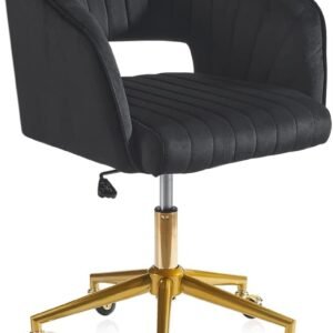 Velvet Office Desk Chair, Upholstered Home Office Desk Chairs with Adjustable Swivel Wheels, Ergonomic Office Chair for Living Room, Bedroom, Office, Vanity Study (Beige)