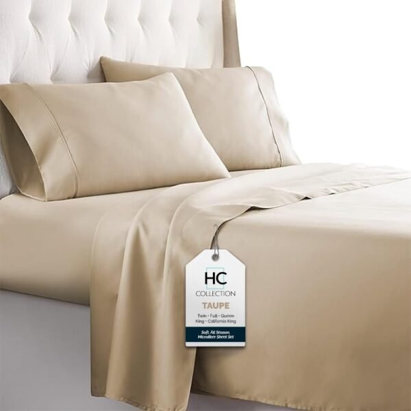 51WZSnDj-eL._AC_SL1000.jpg King Size Sheets Set, 4 pc Bed Sheets & Pillowcases Set - Machine Washable for Easy Care - Soft & Breathable All Season Microfiber Sheets with Deep Pockets - White