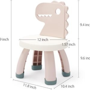 Toddler Chair,Plastic Kids Dino Chair,Sturdy Durable and Lightweight Toddler's Activity Chairs,Anti-Slip Ergonomic Design Kids Step Stool,Indoor or Outdoor Use for Boys Girls Aged 2+ (Pink)