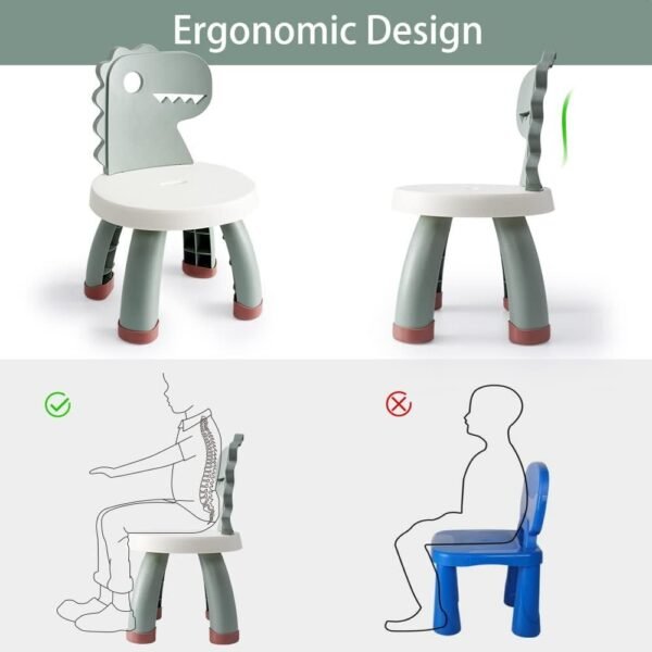 Toddler Chair,Plastic Kids Dino Chair,Sturdy Durable and Lightweight Toddler's Activity Chairs,Anti-Slip Ergonomic Design Kids Step Stool,Indoor or Outdoor Use for Boys Girls Aged 1+ (Green)