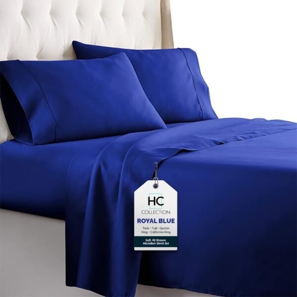 51amOpkrjfL._AC_SL1000.jpg King Size Sheets Set, 4 pc Bed Sheets & Pillowcases Set - Machine Washable for Easy Care - Soft & Breathable All Season Microfiber Sheets with Deep Pockets - White