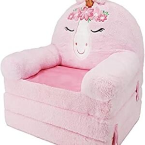 Soft Landing Elite Premium Character Sofa Seat & Transformable Fold-Out Lounger with Carrying Handle – Leopard