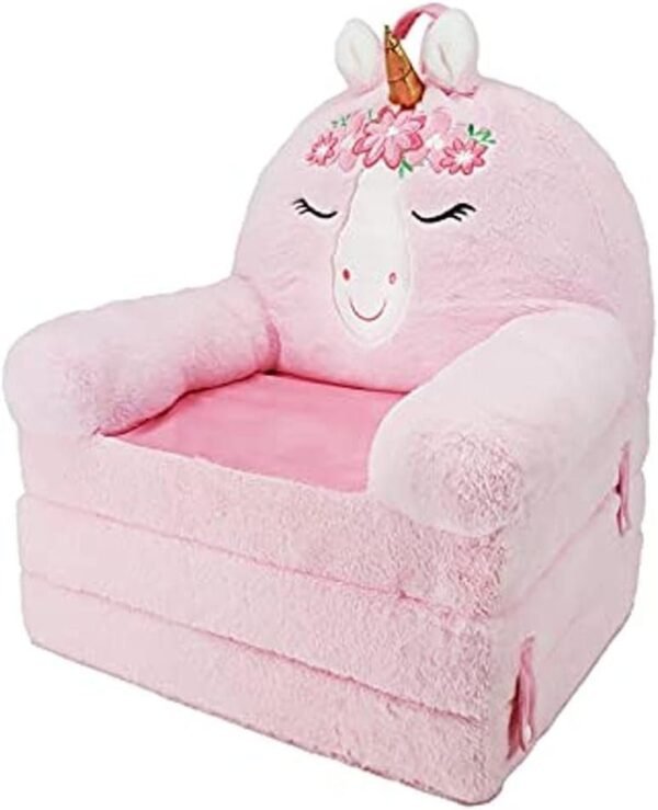 Soft Landing Elite Premium Character Sofa Seat & Transformable Fold-Out Lounger with Carrying Handle – Leopard