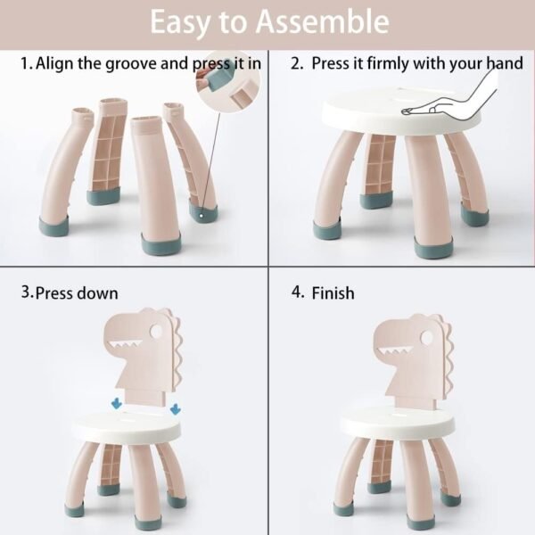 Toddler Chair,Plastic Kids Dino Chair,Sturdy Durable and Lightweight Toddler's Activity Chairs,Anti-Slip Ergonomic Design Kids Step Stool,Indoor or Outdoor Use for Boys Girls Aged 2+ (Pink)