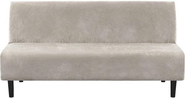 51hRtX2zqiL._AC_SL1500.jpg H.VERSAILTEX Real Velvet Futon Cover Armless Sofa Covers Sofa Bed Covers Stretch Futon Couch Cover Sofa Slipcover Furniture Protector Thick Soft Cozy Velvet Fabric Form Fitted Stay In Place, Sea Grass