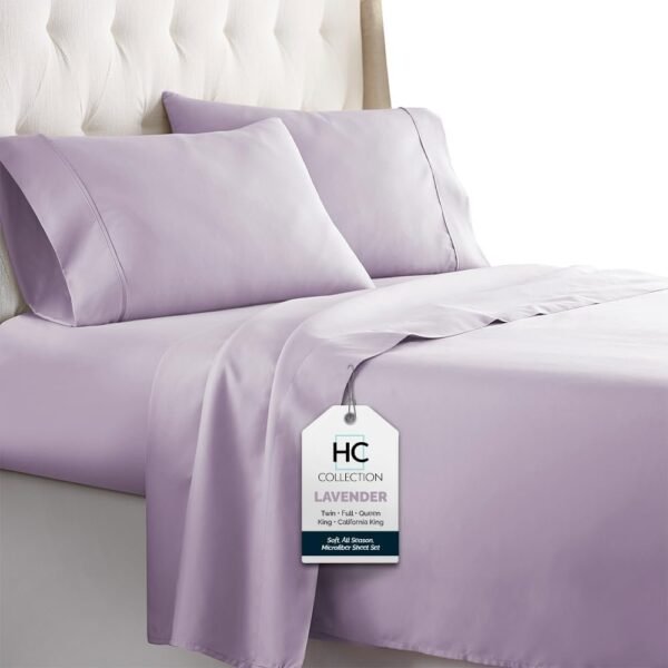 51iB5BJrTTL._AC_SL1000.jpg King Size Sheets Set, 4 pc Bed Sheets & Pillowcases Set - Machine Washable for Easy Care - Soft & Breathable All Season Microfiber Sheets with Deep Pockets - White