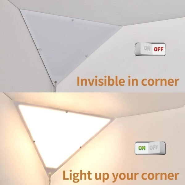 51ktFNCiqyL._AC_SL1500.jpg Corner Light, Plug in Ceiling Lights, Modern Corner Lights for Living Room, Triangle Corner Light with Acrylic Shade, Corner Lamp for Office, Bedroom