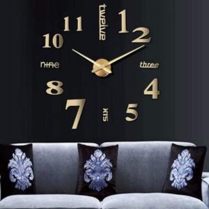 DIY Wall Clock Modern Large 3D Wall Clock Mirror Stickers Home Office Decor,Silver