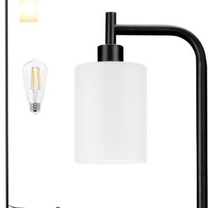 51o0eM4oRML._AC_SL1500.jpg Industrial Floor Lamp with Glass Shade - Black, LED Bulbs, Foot Pedal Switch, Easy Assembly