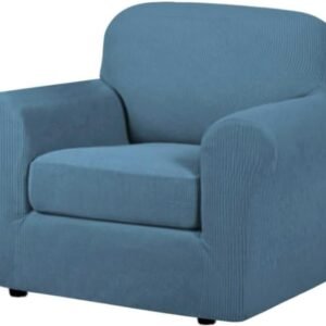 H.VERSAILTEX 3 Piece Stretch Sofa Covers for 2 Cushion Sofa Couch Covers for Living Room Furniture Cover (Base Cover Plus 2 Seat Cushion Covers) Thicker Jacquard Fabric(Large Sofa, Grey)