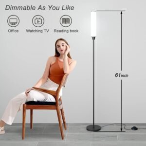 51rqiU0gNNL._AC_SL1000.jpg Floor Lamp with Remote Control,Bright Floor Lamps for Living Room/Bedroom/Office, Stepless Adjustable 3000K-6000K Colors and 10-100% Brightness,Standing Light with Foot Switch (Black)