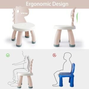 Toddler Chair,Plastic Kids Dino Chair,Sturdy Durable and Lightweight Toddler's Activity Chairs,Anti-Slip Ergonomic Design Kids Step Stool,Indoor or Outdoor Use for Boys Girls Aged 2+ (Pink)