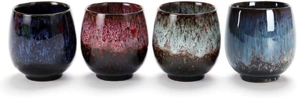 Ceramic Teacup, Kung Fu Tea Set, Coffee cup，Yerba Mate Set - Ceramic Mate CupSet of 4 (green)