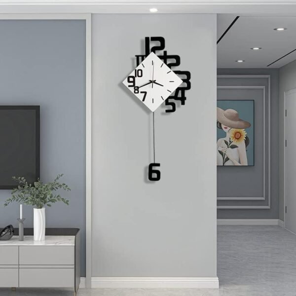 51yMBZI0qKL._AC.jpg Decorative Wall Clock for Living Room Decor, Large Modern Wall Clocks with Pendulum Battery Operated for Bedroom Office Kitchen Home, 19.7 Inch Big Silent Wall Clock Non Ticking