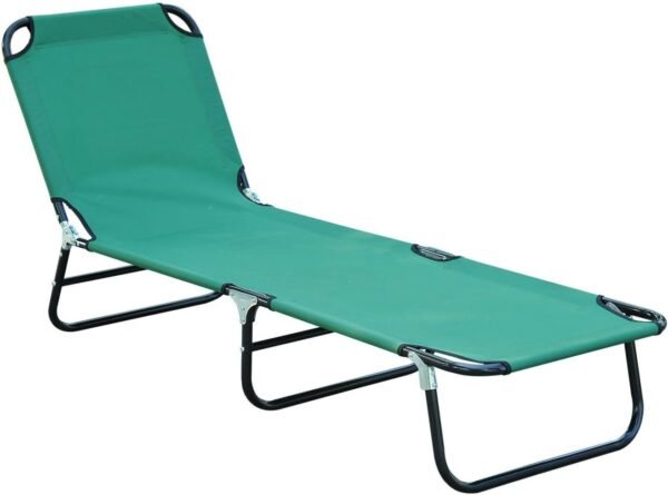 61-P3Yk7RJL._AC_SL1500.jpg Folding Chaise Lounge Pool Chairs, Outdoor Sun Tanning Chairs with 5-Level Reclining Back, Steel Frame for Beach, Yard, Patio, Green