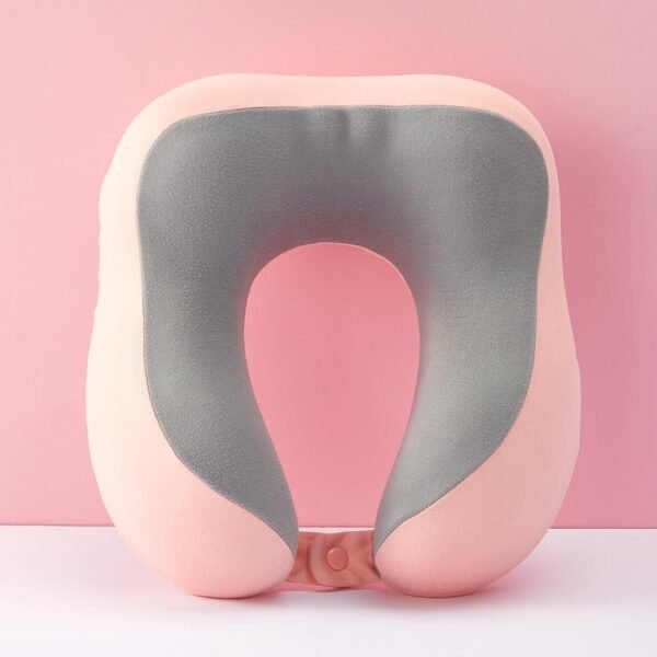 U-Shaped Neck Pillow Dual-Color Memory Foam Support Neck and Head, Suitable for Airplane, Trains, Self-Driving Cars, Pink