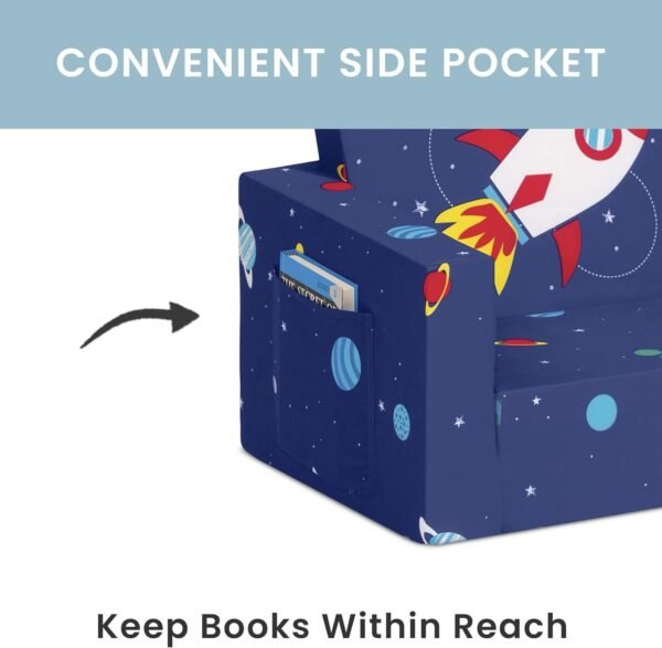 61-fHBAAllL._AC_SL1500.jpg Delta Children Cozee 2-in-1 Convertible Sofa to Lounger - Comfy Flip Open Couch/Sleeper for Kids, Space